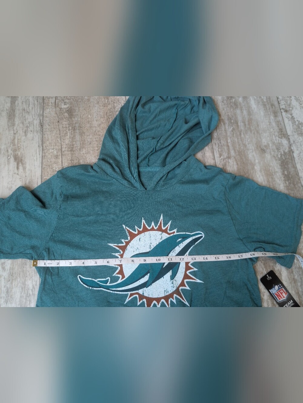 Miami Dolphins Teal Women's Hooded Jersey Tee - Picture 3 of 6